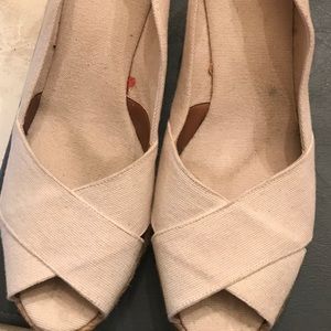 Tory Burch Peep Toe Wedges size 10